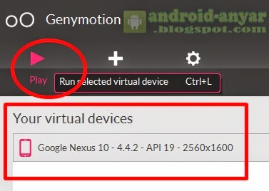 Menjalankan Android Virtual Device (AVD) Genymotion