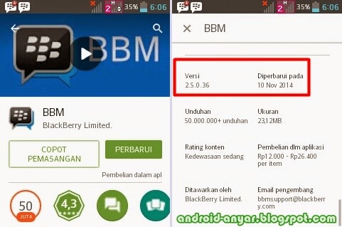 Free download official BBM Android 2.5.0.36 apk full install update