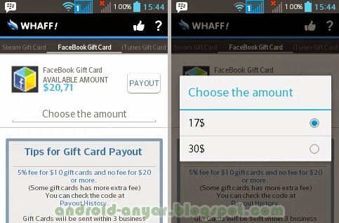 Cara menukarkan saldo Whaff dolar dengan Facebook Gift Card untuk pasang iklan