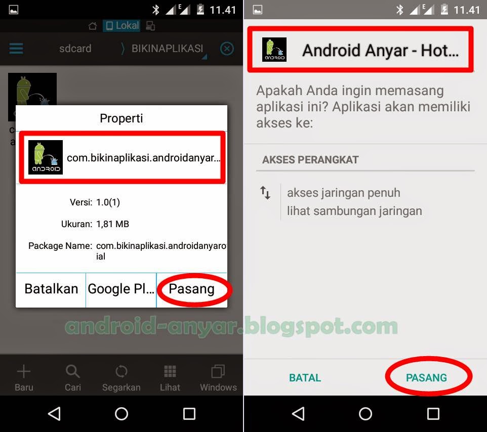 Cara install aplikasi hasil buatan sendiri di Android