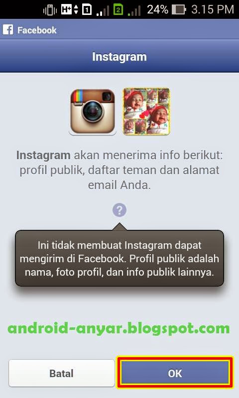 Cara registrasi Instagram dengan Facebook