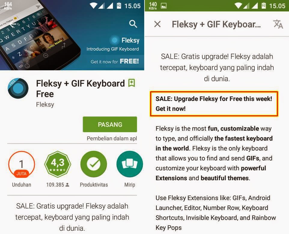 Free Download Fleksy Keyboard APK Pro Full Version Gratis Terbaru upgrade premium