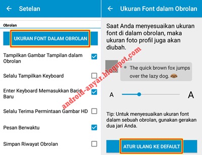 Setelan Ukuran Font BBM Android