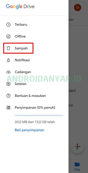 Cara Menghapus Sampah di Google Drive Android